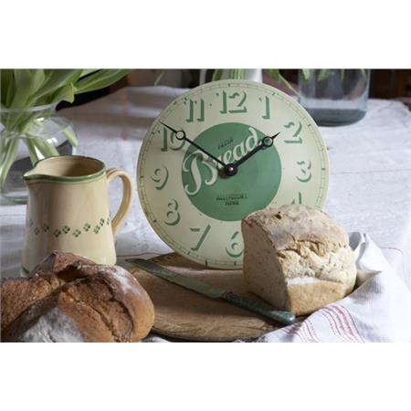Convex Tin Clock, Fresh Bread Design 28cm