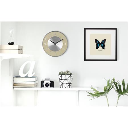 Domed Glass & Embossed Metal Dial in Cream 20.5cm