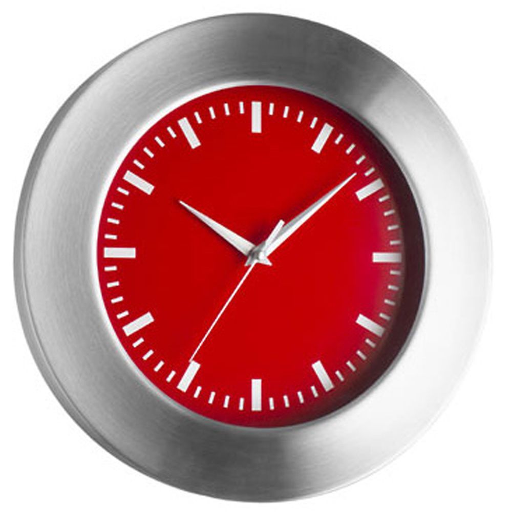 Brushed Aluminium & Glass Wall Clock 30cm