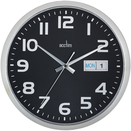 Supervisor Day & Date Black Wall Clock 32cm