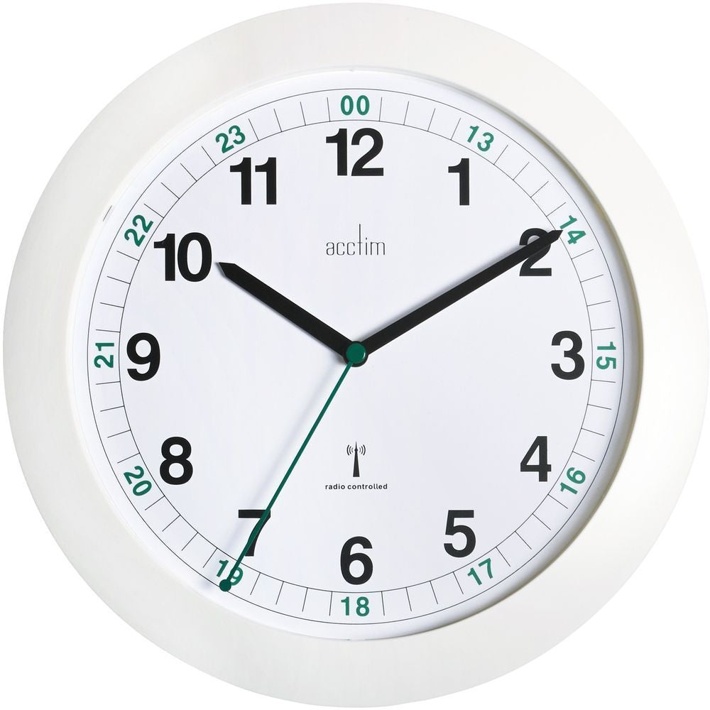 Milan Radio Controlled White Wall Clock 25.5cm