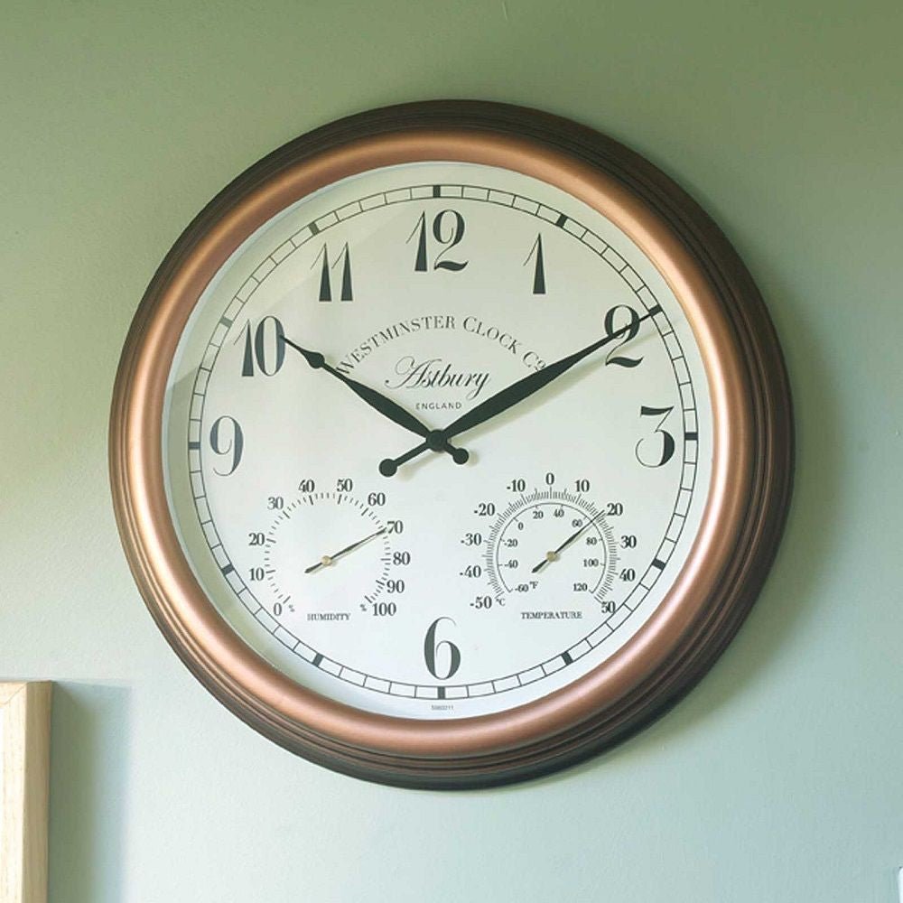 Astbury Outdoor Wall Clock with Thermometer 38cm - TickTockClocks