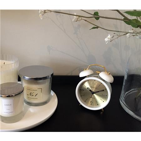 Twin Bell Alarm with Matte White Case 14cm
