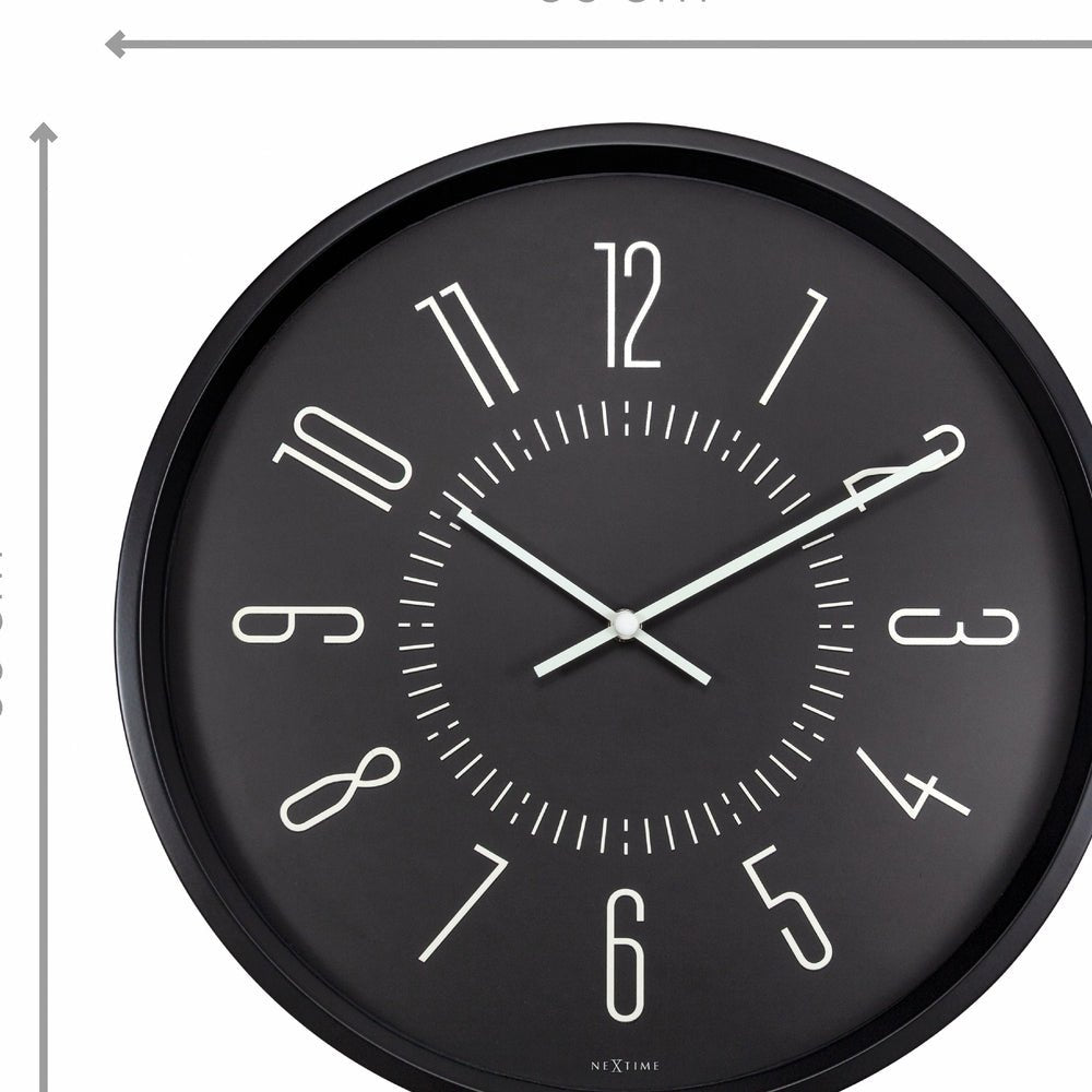 Black Luminous Wall Clock 20cm - TickTockClocks