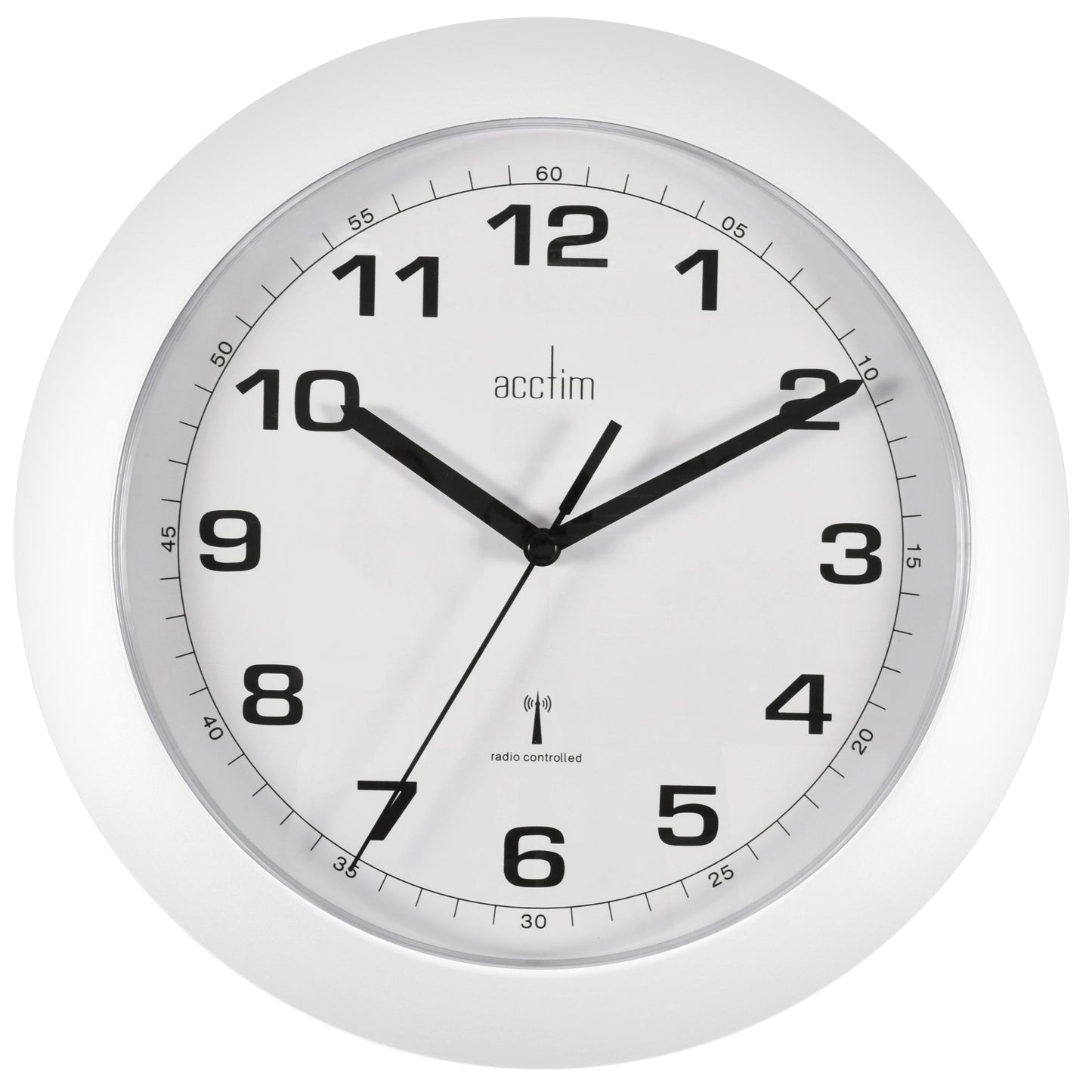 Cadiz White Radio Controlled Wall Clock 25.5cm - TickTockClocks