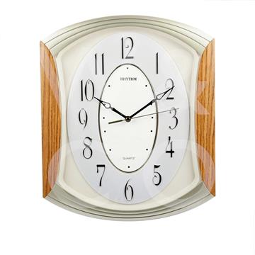 Rhythm Silver & Light Wood Finish Wall Clock