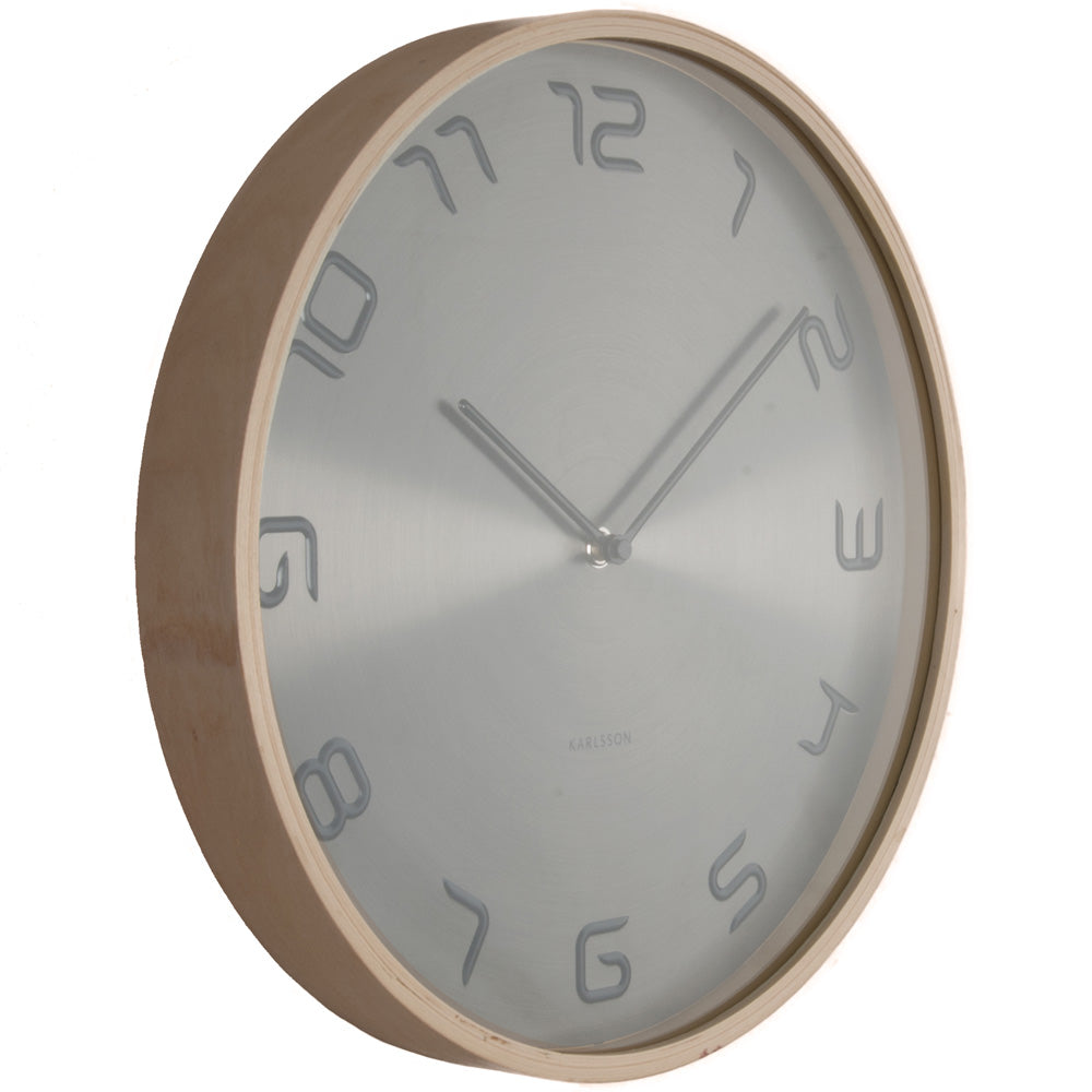 Silver Embossed Wood Wall Clock 35cm