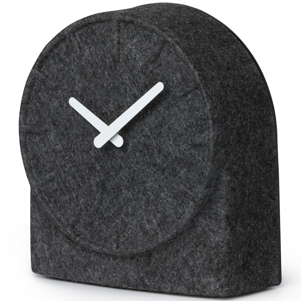 Felt Two Table Clock Grey With White Hands 21cm