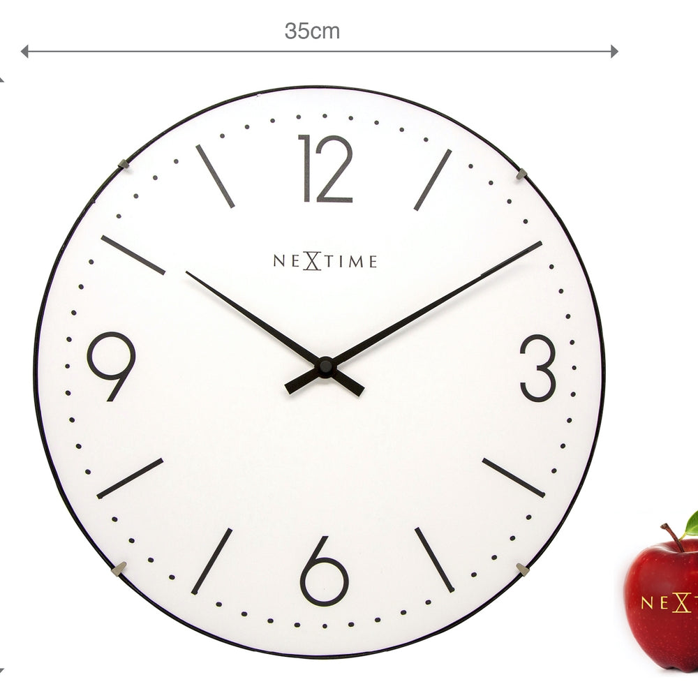 White Basic Dome Wall Clock 35cm