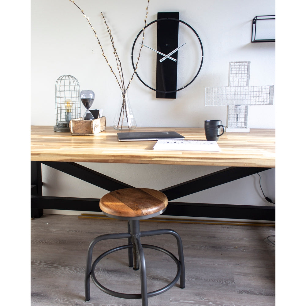 Wood/Steel Black Wall Clock 50cm