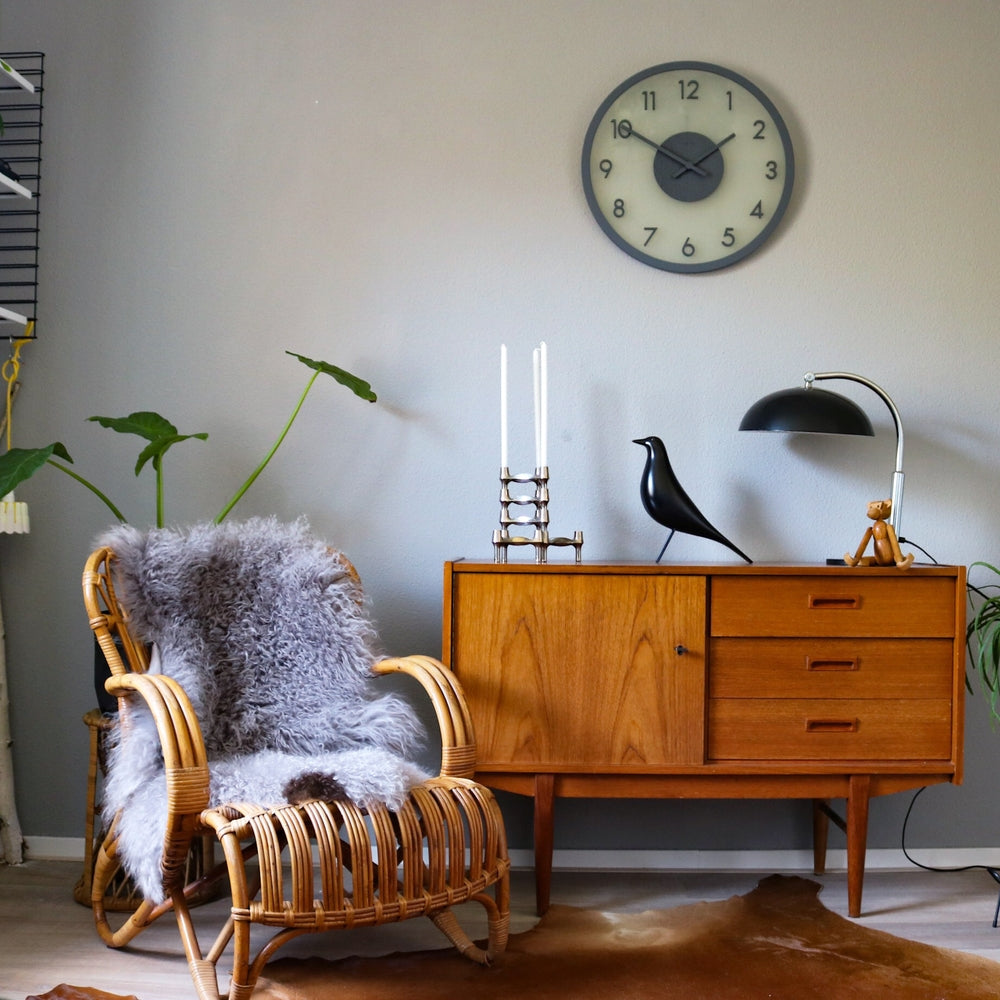 Frosted Wood Wall Clock 50cm