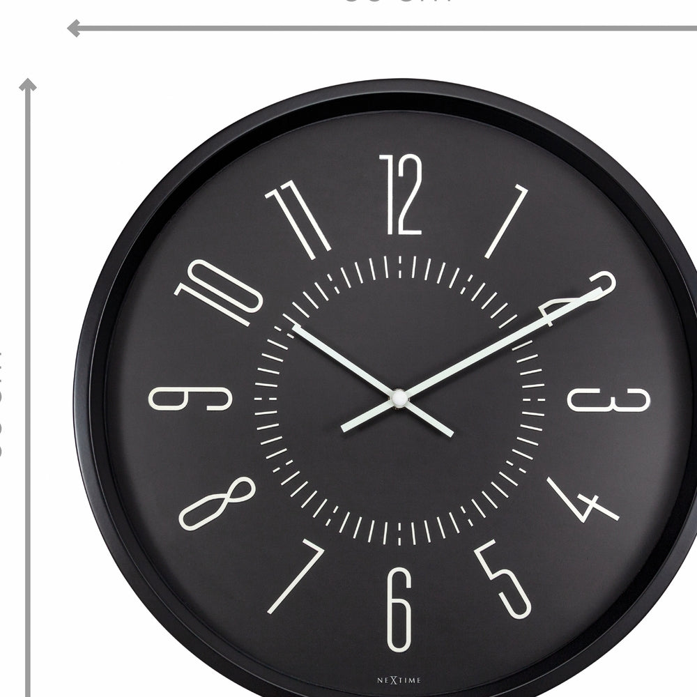 Black Luminous Wall Clock 20cm