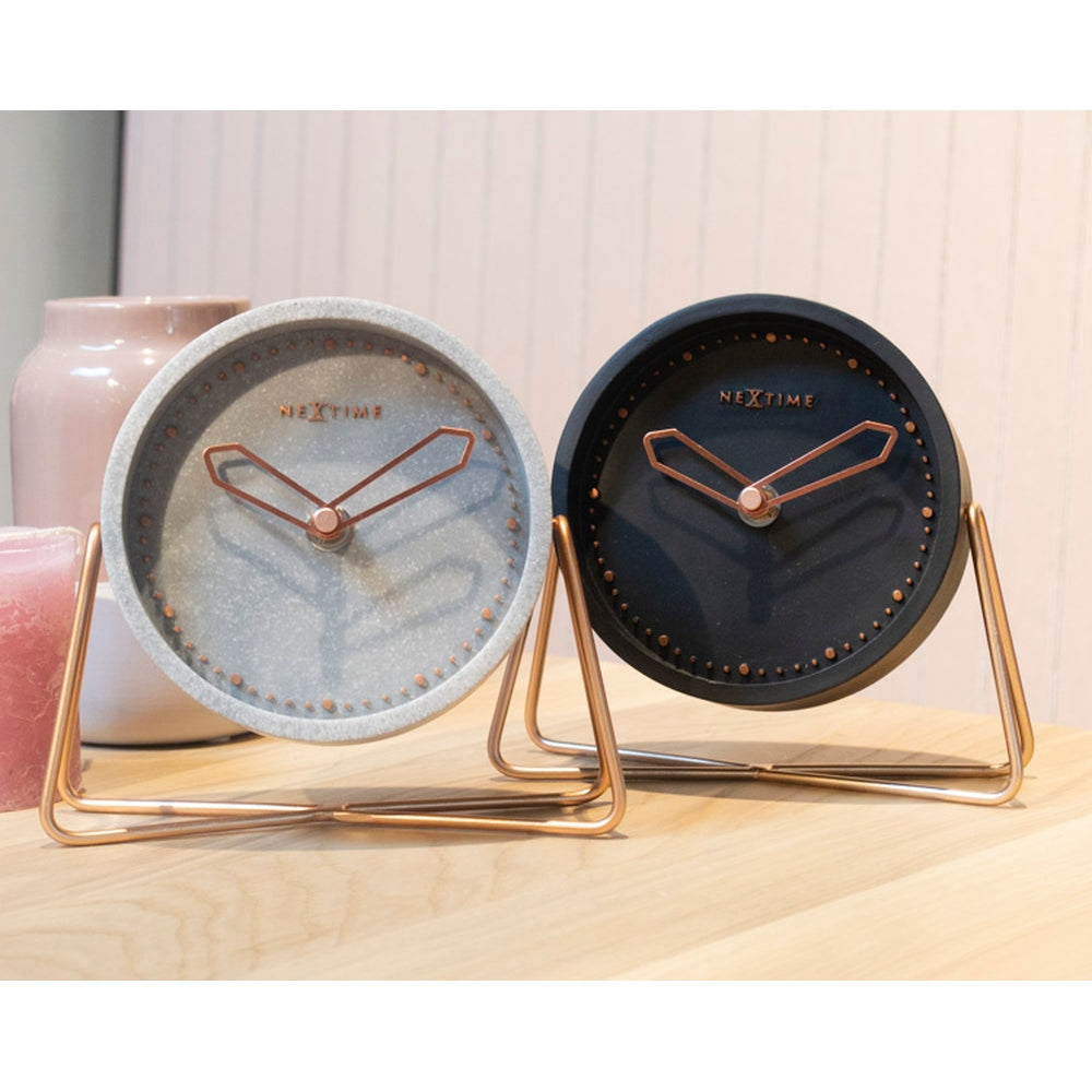 Polyresin Grey Mantel Clock 17cm
