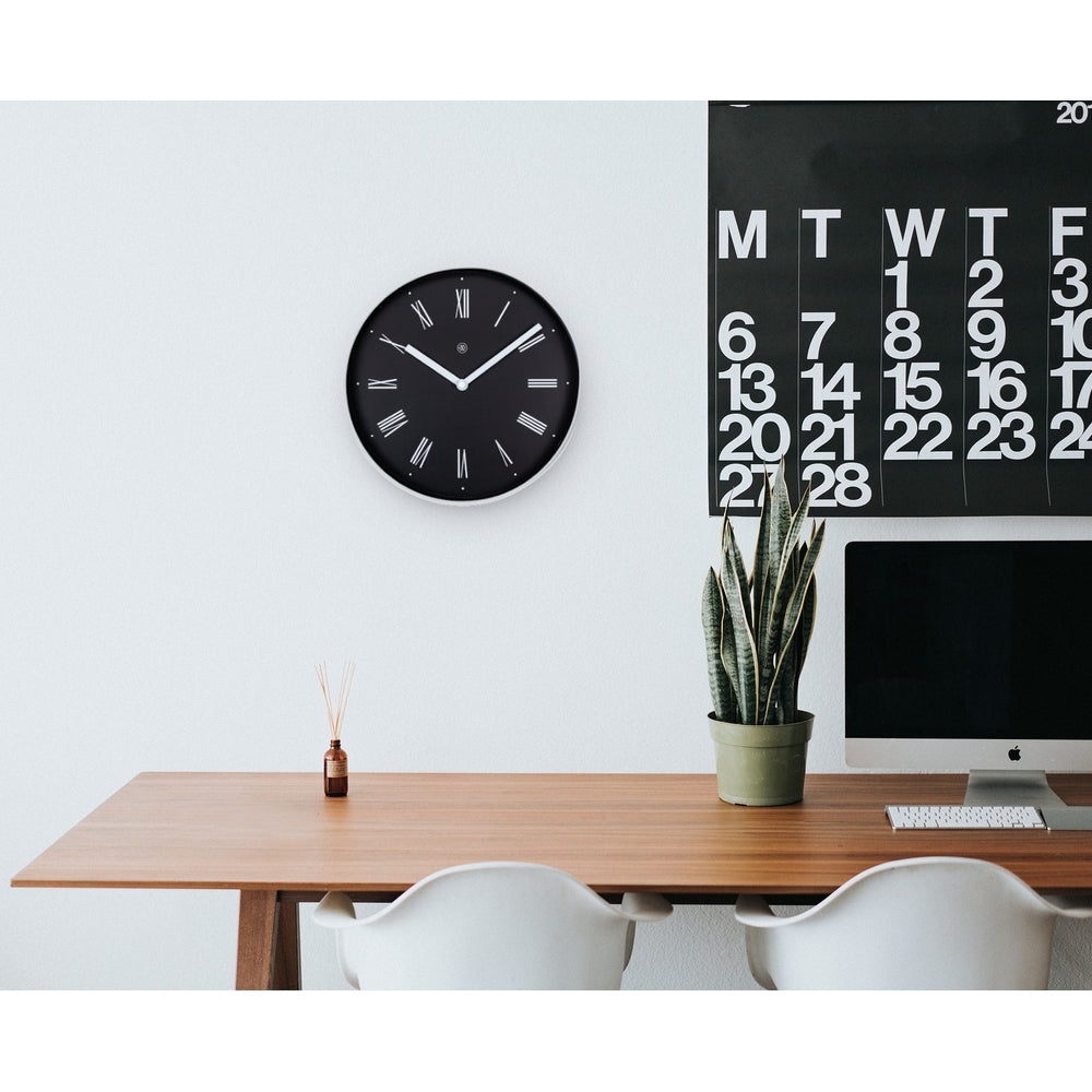 Black Irving Wall Clock 25cm