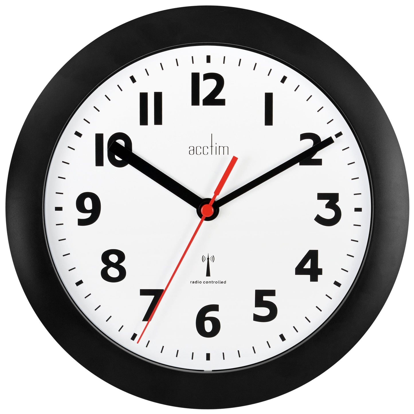 Parona Black Radio Controlled Wall Clock 23cm - TickTockClocks