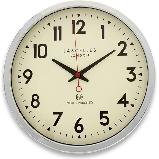 Chrome Radio Controlled Wall Clock 36cm