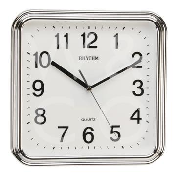 Rhythm Chrome Finish Square Wall Clock - TickTockClocks