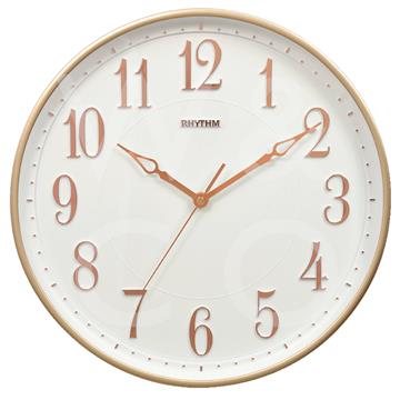 Rhythm Plastic Round Wall Clock 3D Arabic Dial Gold - TickTockClocks