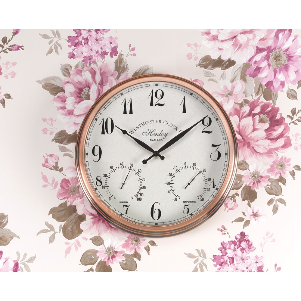 Henley Outdoor Wall Clock with Thermometer 30cm