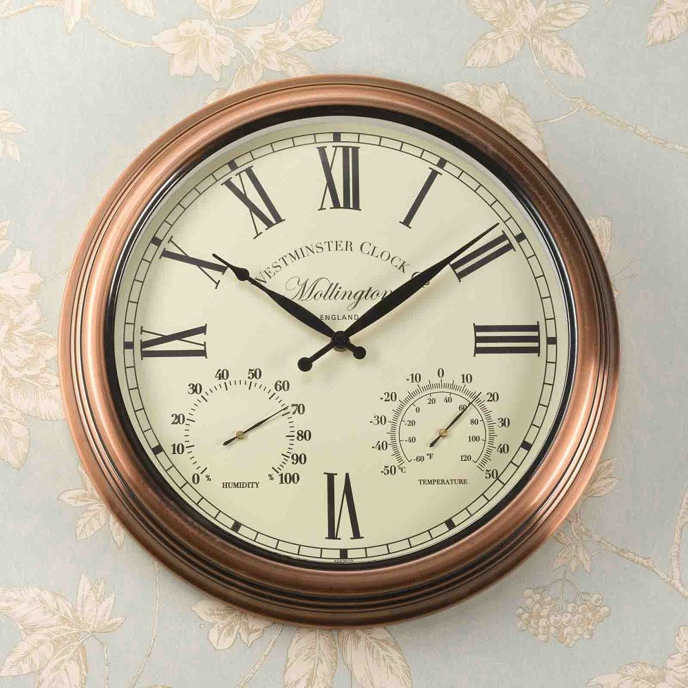 Mollington Outdoor Wall Clock with Thermometer 38cm