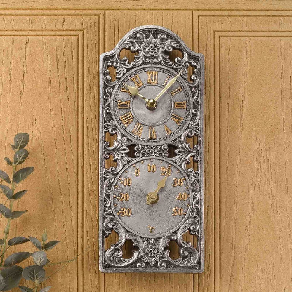 Westminster Outdoor Wall Clock with Thermometer 30cm