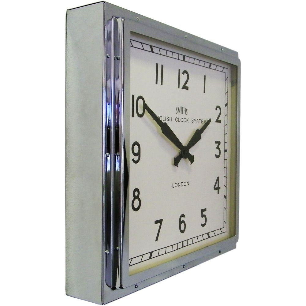 Smiths Square Chrome Wall Clock 41cm