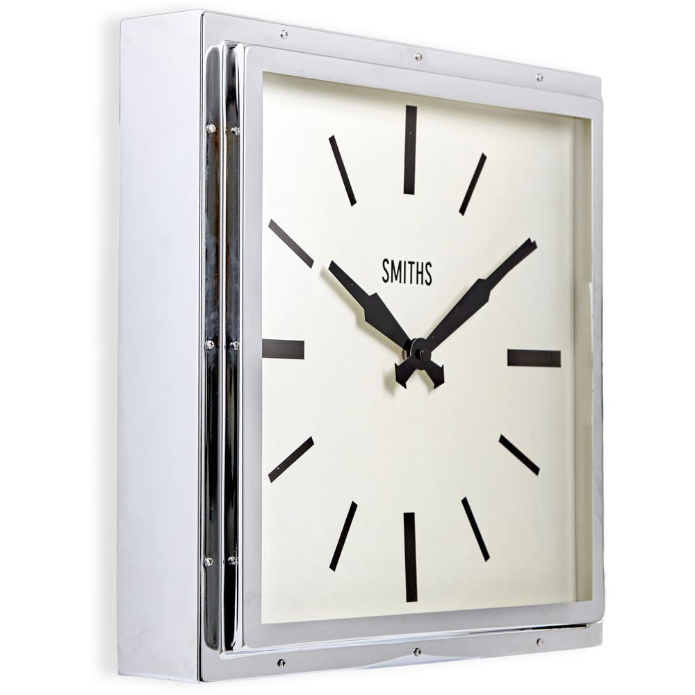 Smiths Square Chrome Wall Clock 41cm