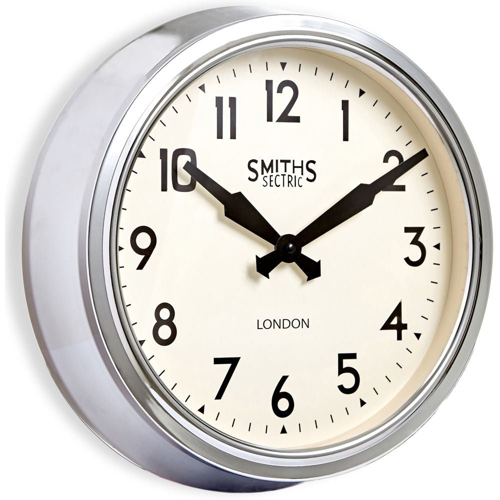 Smiths Retro Retro Arabic Chrome Wall Clock 38cm - TickTockClocks