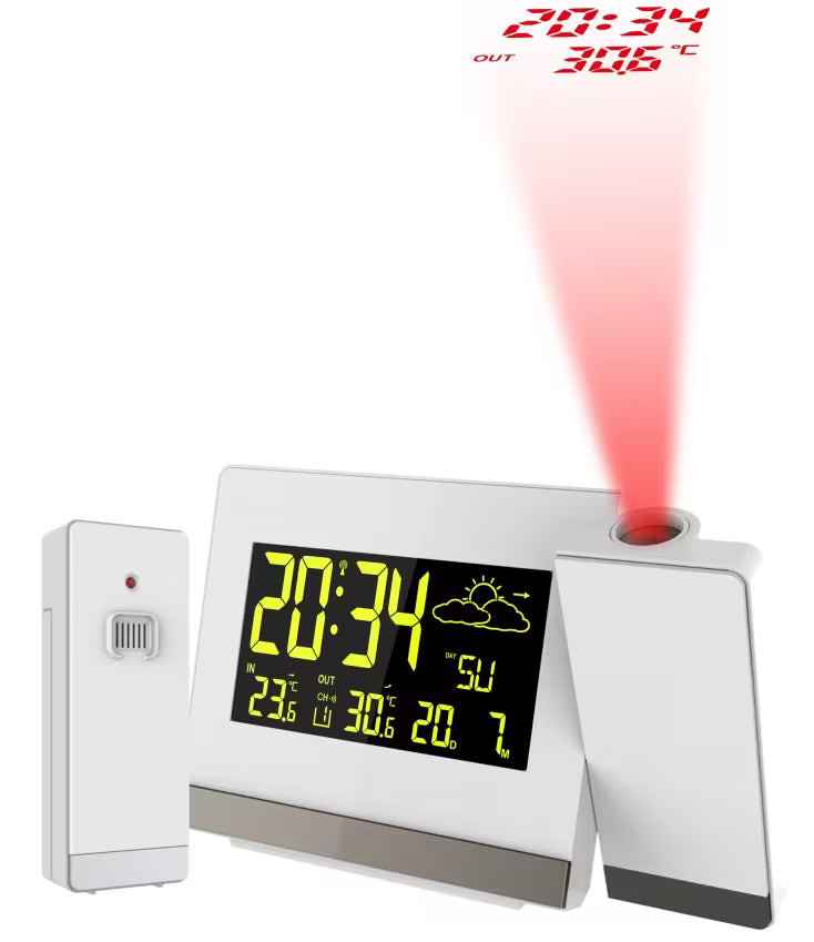 Technoline WT549 Projection Alarm Clock with Indoor & Outdoor Temperatures, plus Weather Forecast