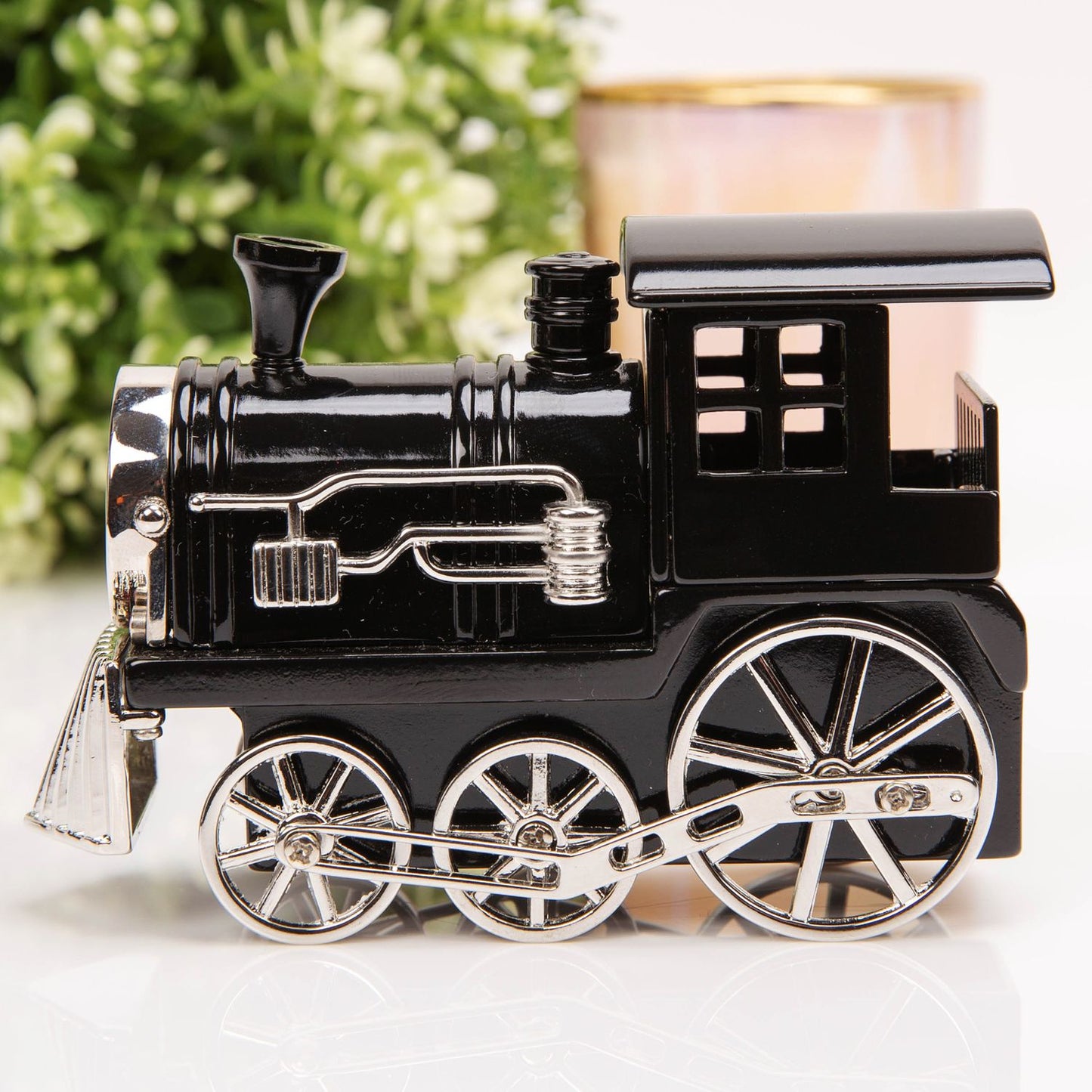 Miniature Clock Black Steam Train
