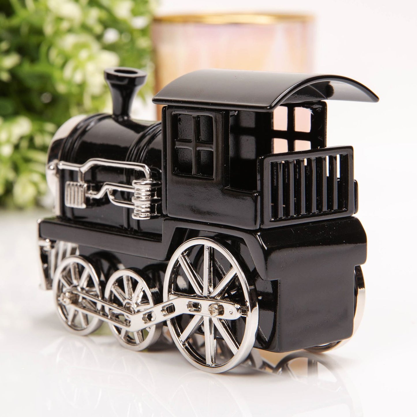 Miniature Clock Black Steam Train