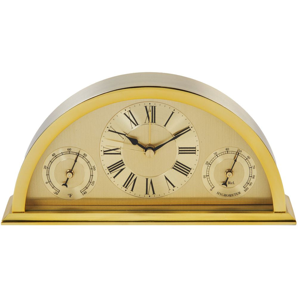 Gold Aluminium Crescent Shaped Mantel Clock 20cm