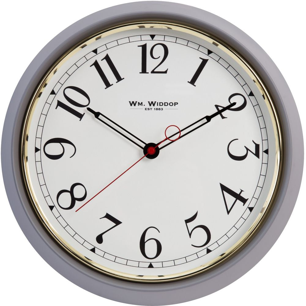 Round Metal Case Wall Clock Grey & Gold Arabic Dial 30cm