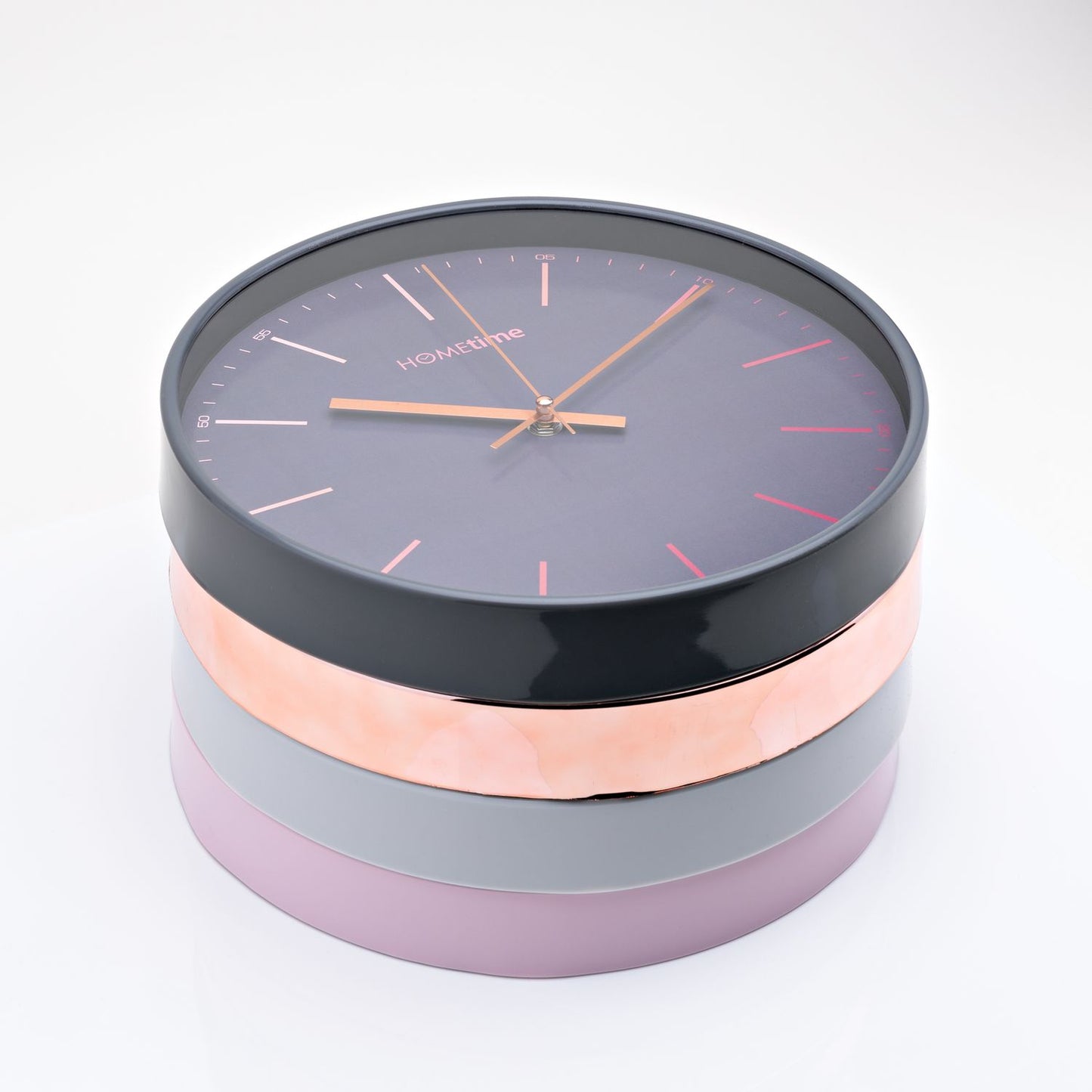 Wall Clock Black & Gold Case 30cm