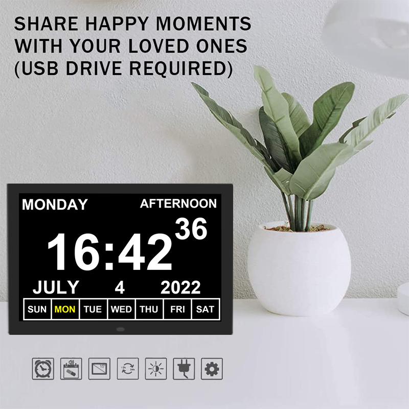 Extra-large Dementia Clock with Medication Reminders & Selectable Analogue/Digital Displays (15 inch)