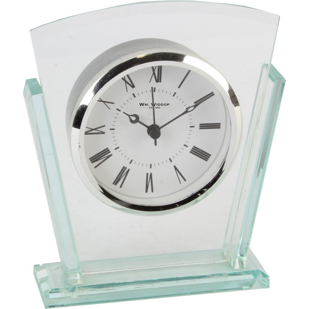 2 Layered Silver Bezel Glass Mantel Clock 13.5cm - TickTockClocks