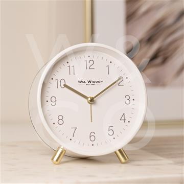 ALARM CLOCK METAL FEET LIGHT & SNOOZE - WHITE