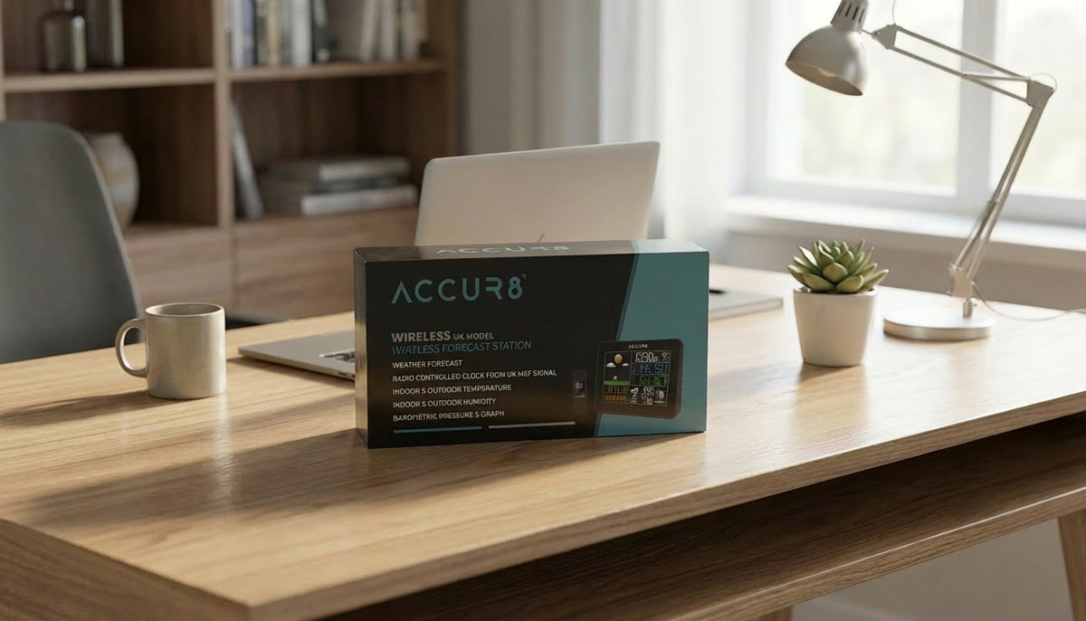ACCUR8 Weather Clock, Sunrise & Sunset, Temperature & Humidity Sensors