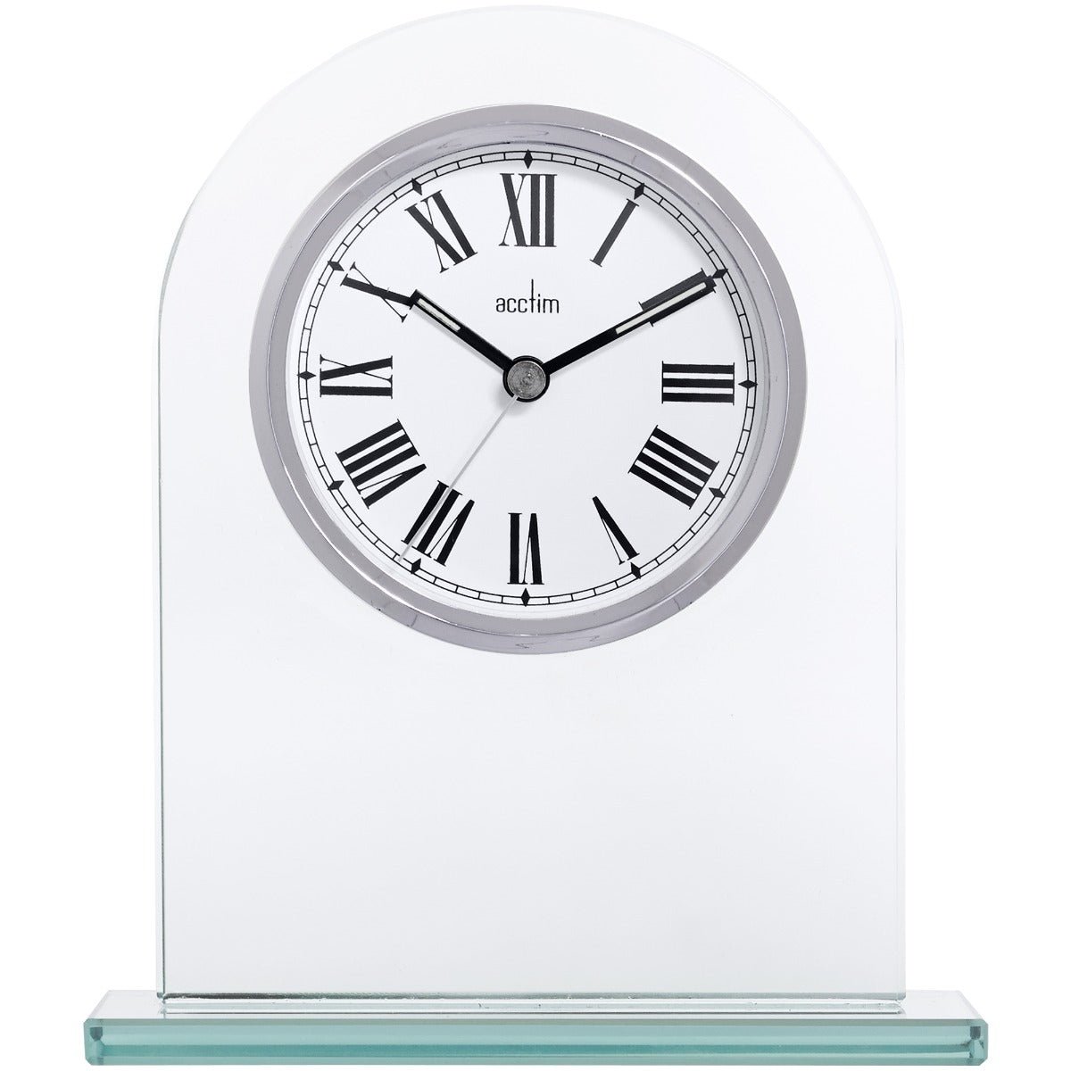 Adelaide Mantel Clock Glass Arch Mount with Silver Bezel - TickTockClocks