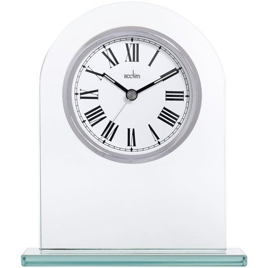 Adelaide Mantel Clock Glass Arch Mount with Silver Bezel - TickTockClocks