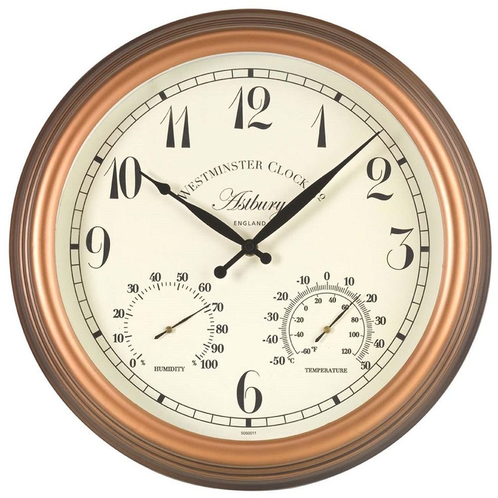 Astbury Outdoor Wall Clock with Thermometer 38cm - TickTockClocks
