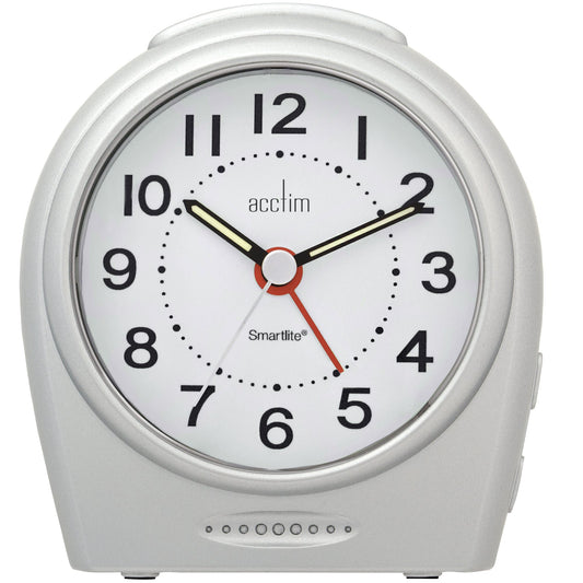 Astoria Silver Smartlite Alarm Clock 10cm - TickTockClocks