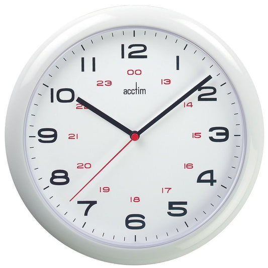 Aylesbury White Wall Clock With 24 Hour Display 25.5cm - TickTockClocks