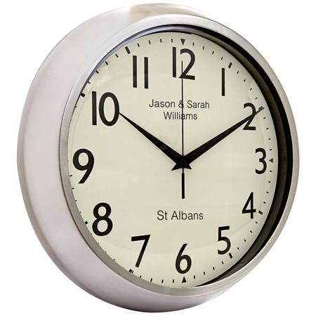 Best Quality Chrome wall clock with Sweep seconds hand 30cm Personalised - TickTockClocks