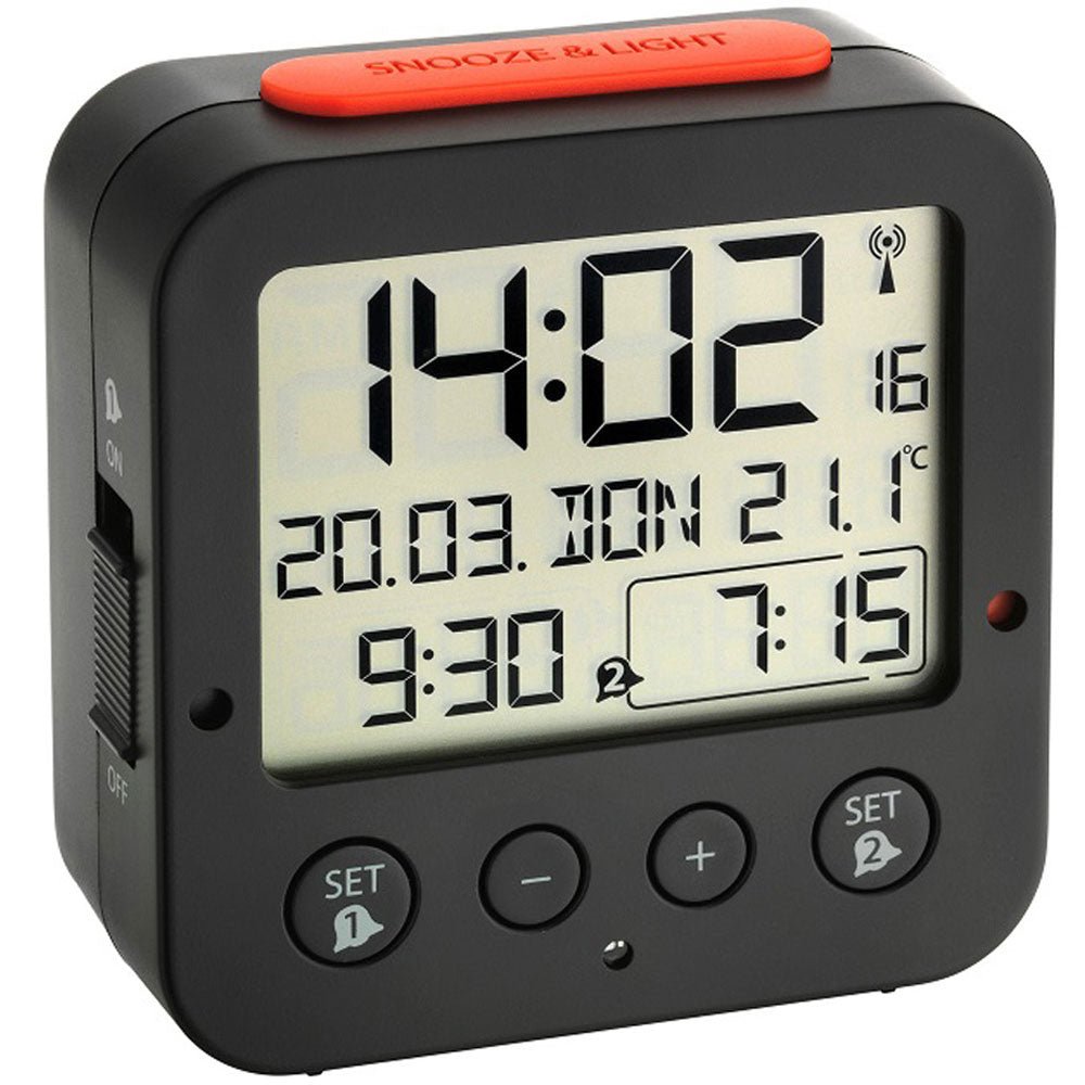 Bingo Radio Controlled Alarm Clock with Thermometer 8cm - TickTockClocks