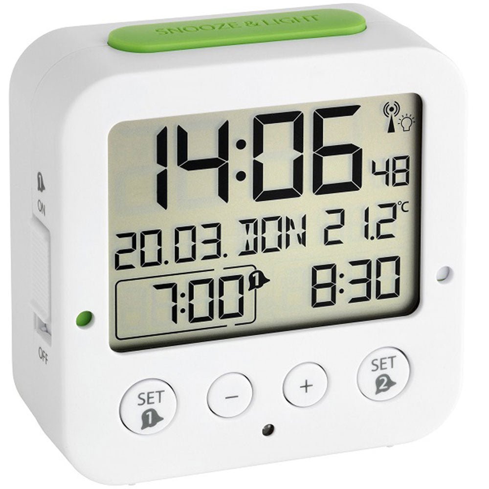 Bingo Radio Controlled Alarm Clock with Thermometer 8cm - TickTockClocks
