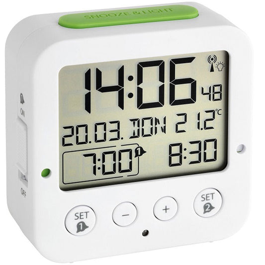 Bingo Radio Controlled Alarm Clock with Thermometer 8cm - TickTockClocks