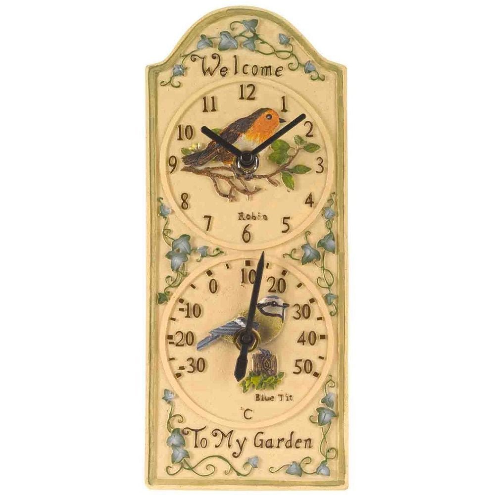 Birdberry Outdoor Wall Clock with Thermometer 30cm - TickTockClocks