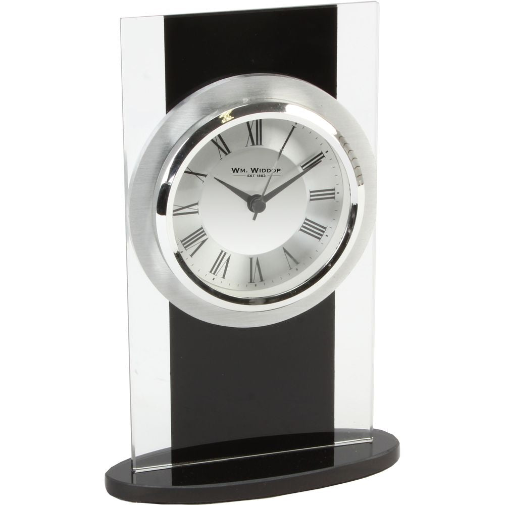 Black & Clear Glass Mantel Clock 13cm - TickTockClocks