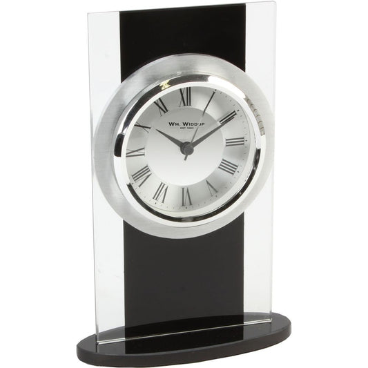 Black & Clear Glass Mantel Clock 13cm - TickTockClocks